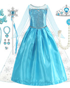 Disney Frozen Elsa Regina delle nevi Abito da principessa Costume da ragazza Halloween Bambini Gioco di ruolo Carnevale Bambini Compleanno Abito da festa
