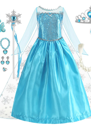 Disney Frozen Elsa Regina delle nevi Abito da principessa Costume da ragazza Halloween Bambini Gioco di ruolo Carnevale Bambini Compleanno Abito da festa
