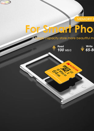Scheda MicroSD KODAK Scheda di memoria rossa Class10 32GB 64GB 128GB 256GB U3 4K Memoria Flash ad alta velocità Schede Flash TF per il telefono