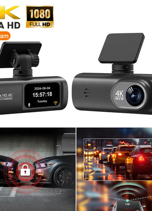 Dash Cam Front and Rear 2.4G WiFi 4K+1080P and 1.47" Screen DashCam with 24H Night Vision Parking Monitor Loop Recording WDR GPS - Riparo82