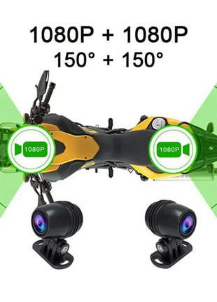 ABZZ-V9 Motorcycle Dashcam Wifi 1080P Front Rear Camera Waterproof Motorcycle Video Recorder Camera With Parking Monitor Durable - Riparo82