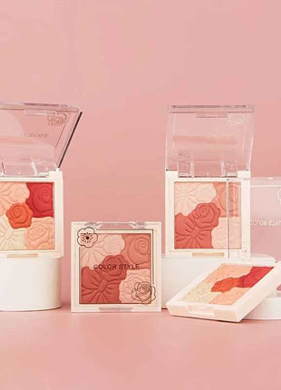 Makeup Blush Palette Natural Contour Highlight Palette Matte Pearlescent Embossed Petal Orange Blush Rouge Petal Blush Palette