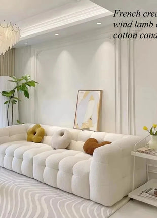 Divano Modulare a Fila Dritta con Design Divisibile, Morbido Divano in Pile Berber, Comodo Divano per Soggiorno, Accessori per Arredamento Casa e Appartamento