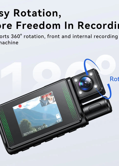 4K WiFi Dash Cam Front and Rear 2’’ Display Mini Car Camera 3 Channel Car DVR Camera with IR Night Vision Support 24H Parking - Riparo82