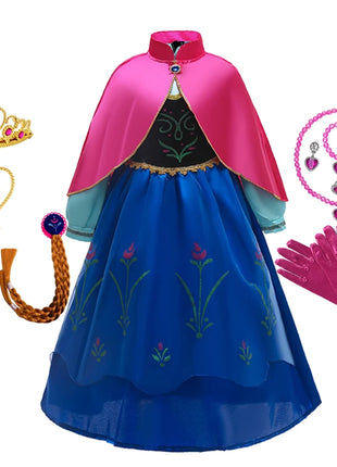 Disney Elsa Anna Abiti da principessa Ragazze vestono Bambini Cosplay Frozen Snow Queen Costumi Carnevale Festa di compleanno Abiti fotografici