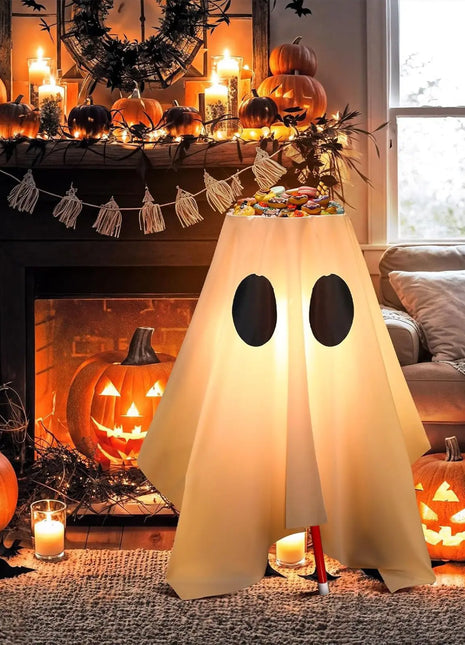 Halloween Decoration - Ghost/Candy Bowl Stand Lighting Large Witch Ghost/ Pot Trick Or Treat/ Candy Lighting Candy Stand Bucket - Riparo82
