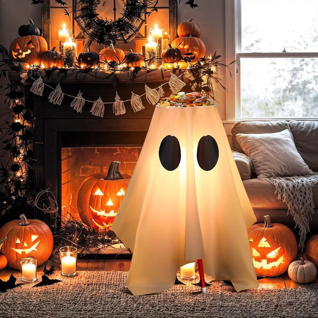 Halloween Decoration - Ghost/Candy Bowl Stand Lighting Large Witch Ghost/ Pot Trick Or Treat/ Candy Lighting Candy Stand Bucket