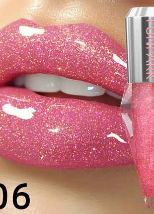 8 Color Glitter Shimmer Lip Gloss Moisturizing Lip Tinted Fuller Lip Effect Diamond Liquid Lipstick Makeup Sexy Lip Care Gifts - Riparo82