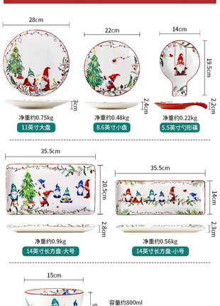 Set di stoviglie in ceramica serie Goblin Piatto da pranzo grande Vassoio rettangolare Stoviglie natalizie Piatti da bistecca Piatti da dessert Ciotola Tazza Tazza - riparo82