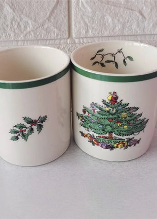 Classic Green Edge Series Christmas Set Size Plate Square Plate Size Bowl Fish Dish Coffee Set - riparo82