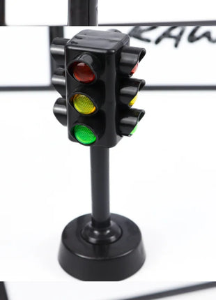 Semafori bifacciali simulati Lampada per segnaletica stradale Segnali per attraversamenti pedonali con base Giocattoli per l'apprendimento precoce per ragazzi e ragazze - riparo82