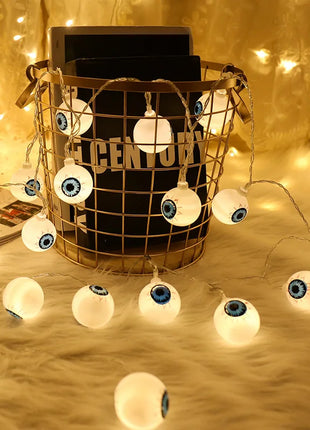 1.5M 10LED Halloween LED Light String Horror Eyeballs Pumpkin Spider Bat Skull Lamp Trick Or Treat Happy Halloween Party Decor - Riparo82