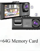 New 3 Channel Car DVR HD 1080P 3-Lens Inside Vehicle Dash CamThree Way Camera DVRs Recorder Video Registrator Dashcam Auto Parts - Riparo82