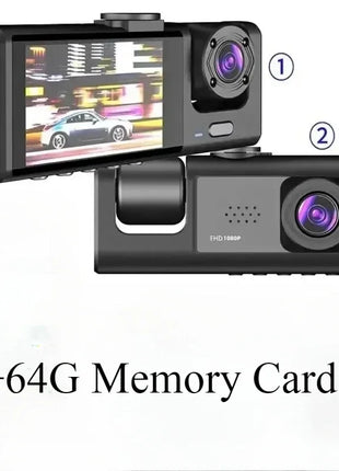 New 3 Channel Car DVR HD 1080P 3-Lens Inside Vehicle Dash CamThree Way Camera DVRs Recorder Video Registrator Dashcam Auto Parts - Riparo82