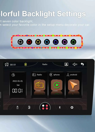 Hikity 9'' Car Stereo Radio 1 Din Carplay Android auto autoradio with Bluetooth FM Radio Receiver Support Mirror Link USB