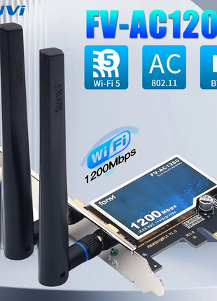 FENVI AC1200 PCI-E Adattatore Wireless Scheda di Rete Dual Band 2.4G/5GHz 802.11AC Per Bluetooth 4.0 Desktop Laptop Windows 7/8/10/11 - Riparo82
