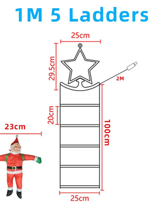 Luci per gradini a LED natalizie USB abbinate a la decorazione da arrampicata di Babbo Natale per pareti decorative interne, finestre, alberi di Natale