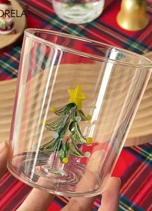 KEMORELA 1/2/4PCS Albero di Natale Tazza di Caffè in Vetro Succo di Vetro Tazza di Latte Adatto come Regalo di Natale Decorazione del Tavolo da pranzo Tazza - riparo82