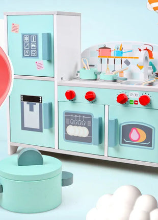 Set da gioco per mini frigorifero da cucina per bambini in legno - Pentole realistiche per giochi di finzione Regali di compleanno unisex per ragazzi e ragazze - riparo82