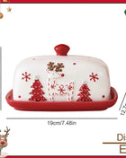 Piatto di burro di Natale Alce in ceramica Babbo Natale Dolci Torta Dessert Piatto Piatti di burro Vassoio di cibo di Natale Vassoio di formaggio Stoviglie - riparo82