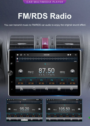 Podofo 10.4" Vertical Rotatable Screen Android Car Radio 1 Din 2+64G Wireless Carplay Android Auto GPS 1Din Multimedia Autoradio - Riparo82