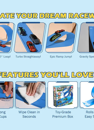 4.5M Flessibile Pista Da Corsa Giocattolo FAI DA TE Doppia Pista Auto Da Corsa 4 Auto Giocattolo Resistente agli urti Roll Up Pista Da Corsa per I Bambini Gioco Regalo - riparo82