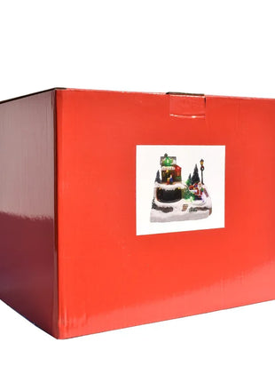 Ornamento per la casa di Natale illuminato a LED, arredamento del villaggio europeo con design musicale e fiocco di neve, decorazione da tavolo delle fiabe invernali