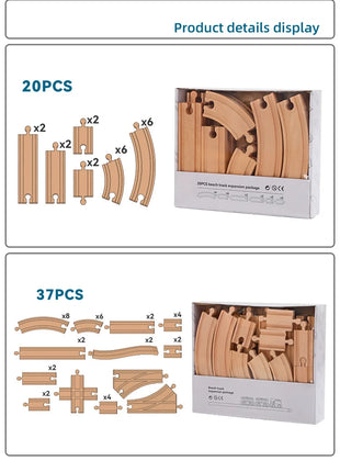 NUOVO Set di binari in legno Pacchetto di espansione per binari in legno di faggio Set di binari ferroviari adatti per tutte le marche Treni Giocattoli per regali per bambini