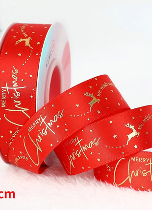 Nastro natalizio stampato da 5 metri Nastro natalizio in poliestere per design fatto a mano Decorazione natalizia Confezione regalo bouquet torta fai da te - riparo82