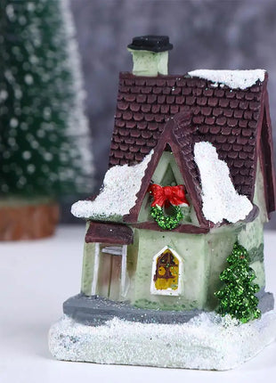 Decorazioni per la casa Figurina di Capodanno Mini resina artigianale Decorazione natalizia luminosa Decorazione della casa del villaggio Luce a LED