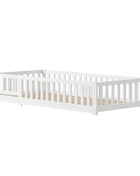 Letto per Bambini RosahqndaKids in Legno Massiccio Montessori con Protezione Anticaduta - Letto Sicuro per Bambini - Design Scandinavo