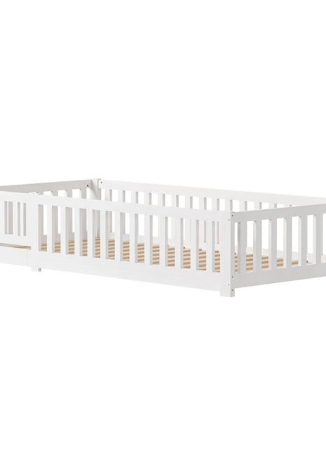 Letto per Bambini RosahqndaKids in Legno Massiccio Montessori con Protezione Anticaduta - Letto Sicuro per Bambini - Design Scandinavo
