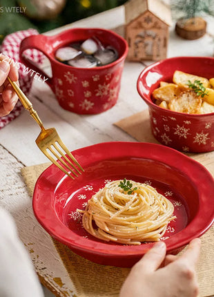 1PC squisito stoviglie natalizie piatti in ceramica piatti per insalata di frutta colazione tazze per il latte cucina domestica ciotole per noodle in ceramica - riparo82