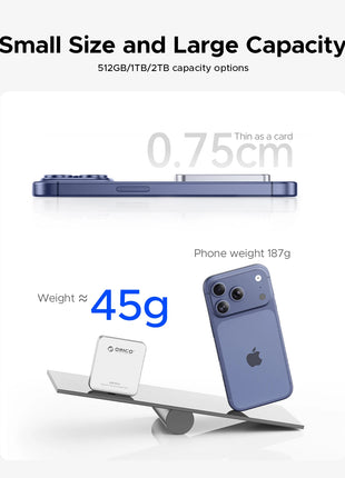 ORICO K20Mini SSD esterno magnetico per iPhone 17 16 Pro/Max ProRes 2000 MB/s 4K ProRes HDR Registra e memorizza Stato solido portatile