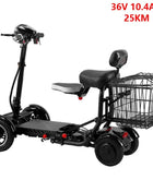 Scooter Mobilità 4 Ruote 500W Doppio Motore 36V - Pieghevole Anziani 3 Velocità - riparo82