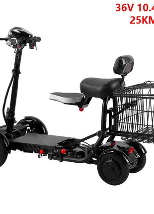 Scooter Mobilità 4 Ruote 500W Doppio Motore 36V - Pieghevole Anziani 3 Velocità - riparo82