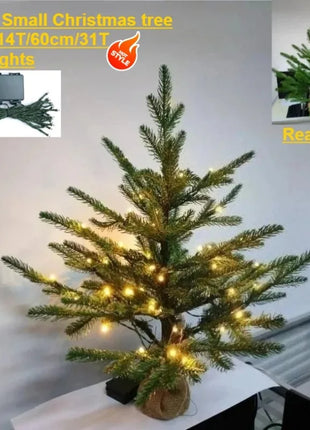 Piccolo albero di Natale Materiale 100% PE con luci a LED Albero di Natale da tavolo 45 cm / 60 cm Decorazioni per l'atmosfera della festa di Natale