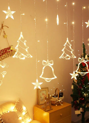 220V Spina UE Natale Cervo Campana Sta Tenda Luci della stringa LED Ghirlanda Lucine Decorazione natalizia per la decorazione della festa nuziale