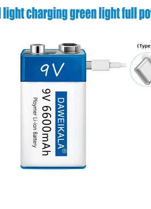 Nuova batteria ricaricabile veloce agli ioni di litio da 9 V 6600 mah Teyt-c Interfaccia USB batteria 9 V multimetro microfono al litio Giocattolo + cavo - riparo82
