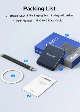 ORICO SSD esterno magnetico da 1 TB, registrazione e negozio HDR 4K ProRes, trasmissione e archiviazione stabili da 2000 MB/s, stato solido portatile