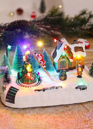 Natale nuova fontana casa luminosa casa di neve regalo di Natale rotante casa ornamenti da tavolo in resina artigianato decorativo