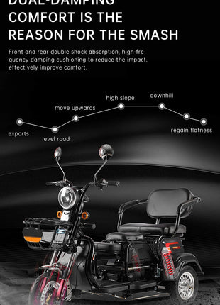 48V 600W Cheapest Long-endurance 3 Passengers  Mobility Electric Vehicle for Elderly Electric Tricycle Scooter Mobility Bike