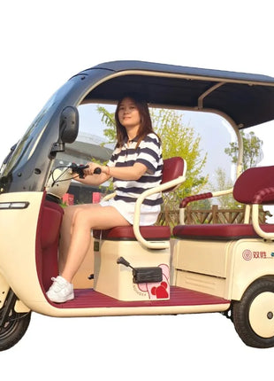 2025 Hot Selling Electric Tricycle for Family Use Open Body Rickshaw with Roof for Passenger and Cargo for Adults