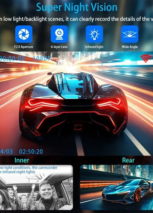 3Camera Dash Cam For Car Camera 1080P Video Recorder WIFI Car DVR 2lens Front Rear View Camera Night Vision Car Accessories - Riparo82