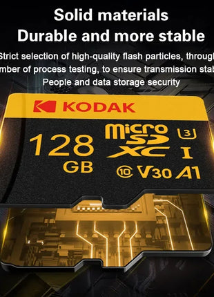 3 pezzi Kodak SD Card 128GB SD/TF Flash Card Mini schede SD con adattatore SD gratuito Scheda di memoria Flash Class10 V30 U3 per fotocamera portatile