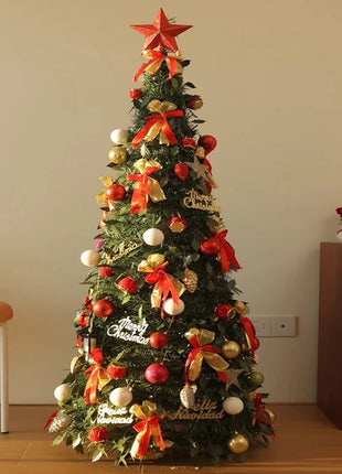 Albero di Natale incandescente Decorazione per albero di Natale artificiale pieghevole Ornamento natalizio floccato per esposizione spaziosa del festival del centro commerciale