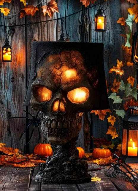 Desk Lamp Halloween Skull Lamp Skull Desk Lamp with Spooky Led Light for Halloween Party Mantel Decoration Unique Room Accent - Riparo82