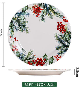 1PC Piatti in ceramica da cucina creativi Squisita stoviglie natalizie Piatti da bistecca per insalata di pasta Piatti in ceramica di alta qualità - riparo82