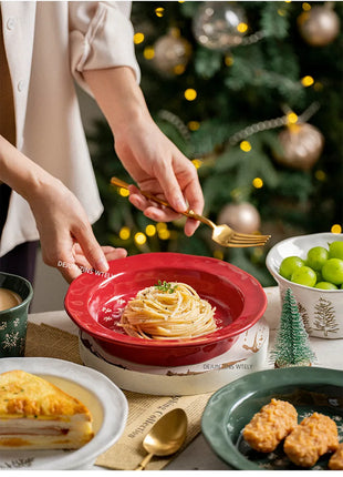 1PC squisito stoviglie natalizie piatti in ceramica piatti per insalata di frutta colazione tazze per il latte cucina domestica ciotole per noodle in ceramica - riparo82