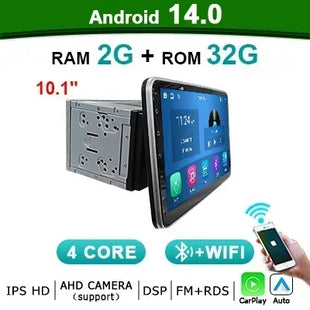 10 inch 2 DIN Android 14 Universal Multimedia Video Player, Car Radio, Wireless carplay android auto WiFi, GPS, Bluetooth, Audio - Riparo82